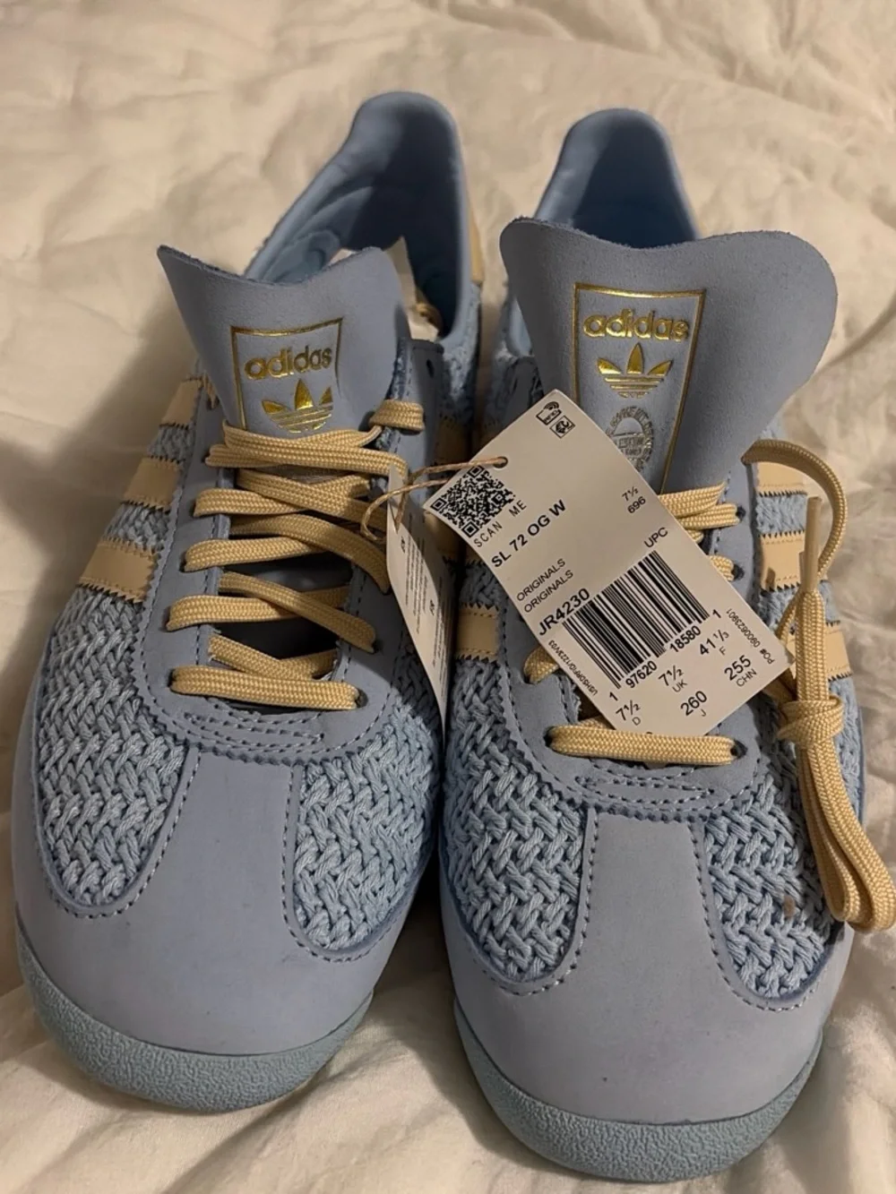 adidas Originals Women’s Powder Blue Sneakers with Tan Accents